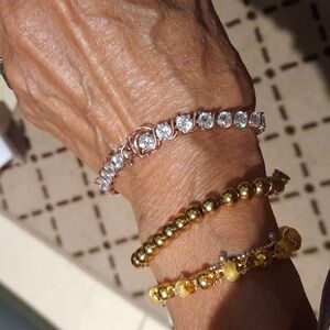 14K Rose Gold Over Genuine Sterling Silver Large Tennis Bracelet  "S" Link 7.25"